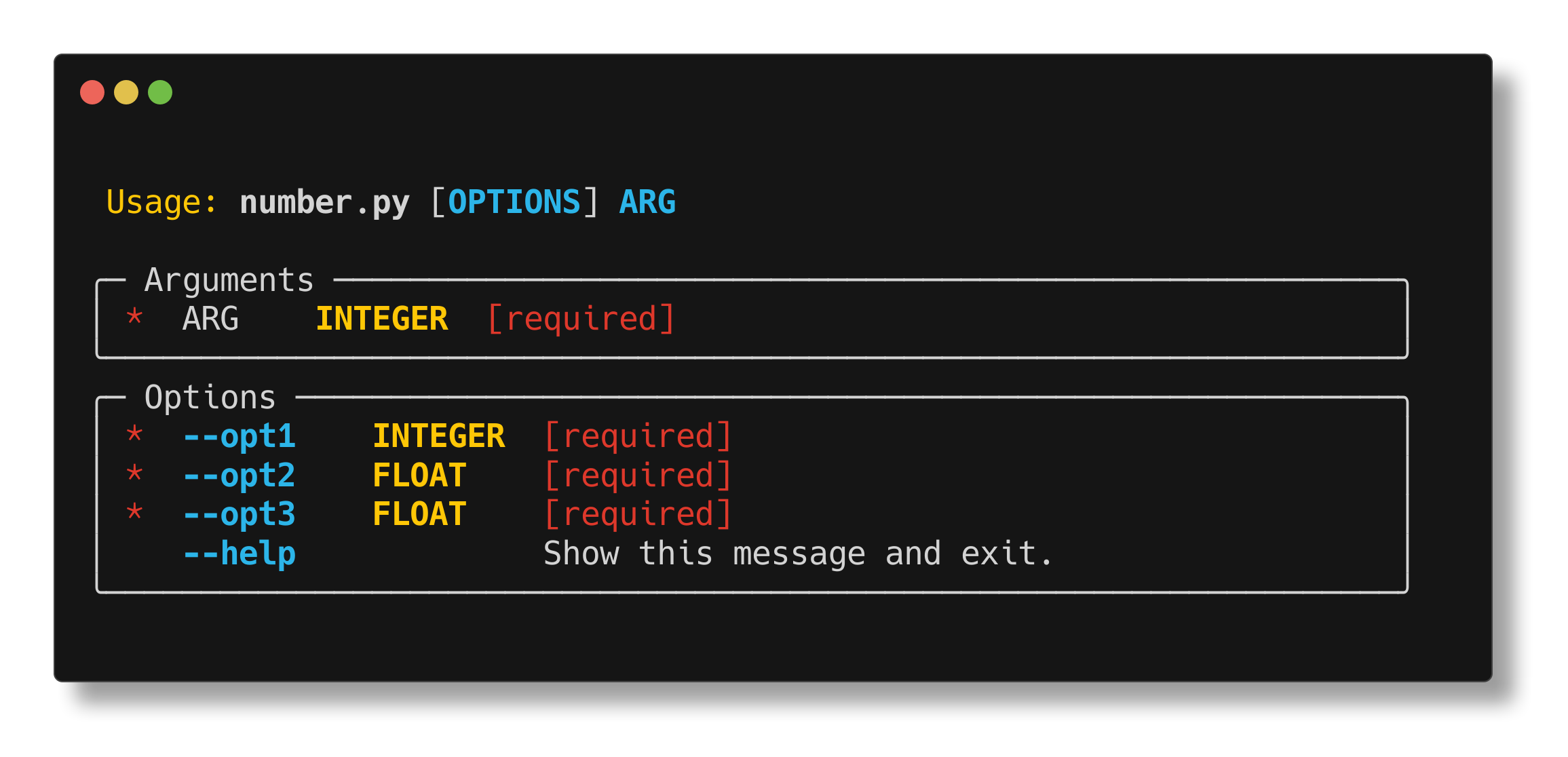 Number example help screen