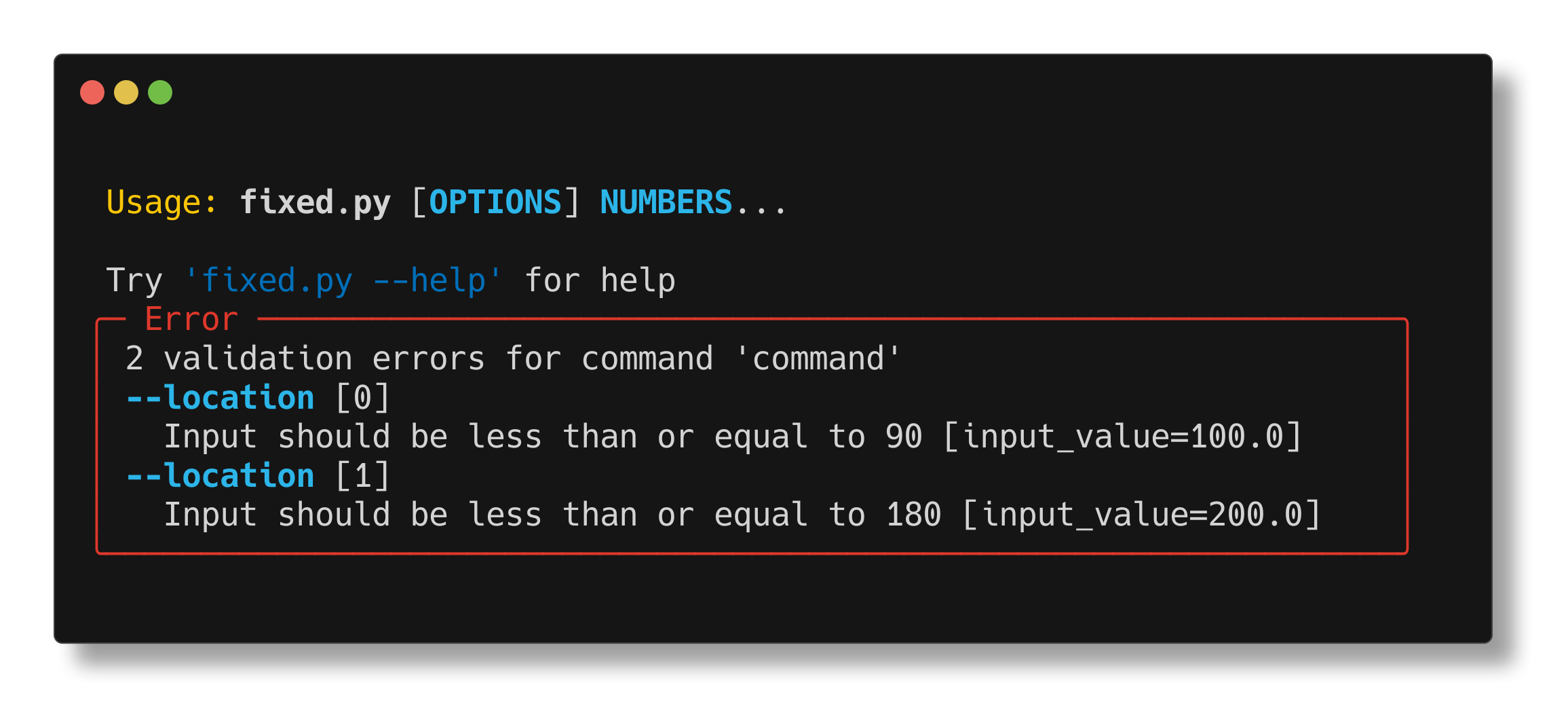 Fixed length sequence example error