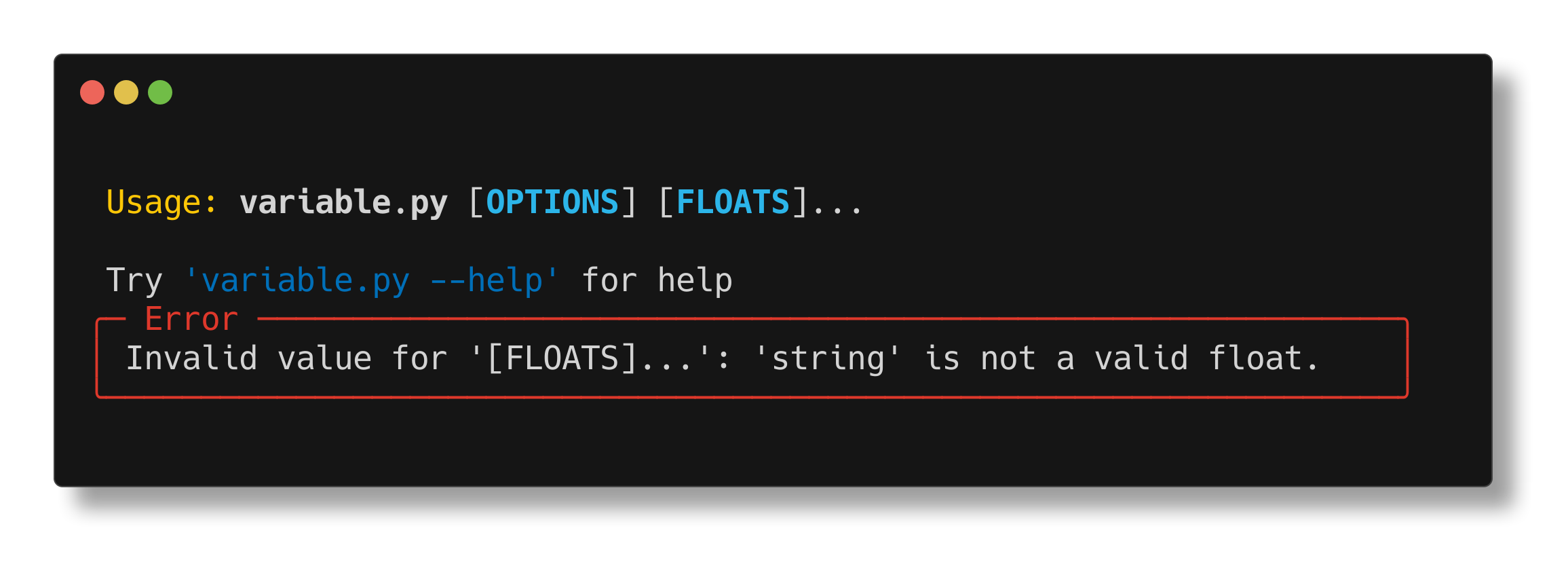 Variable length sequence example error