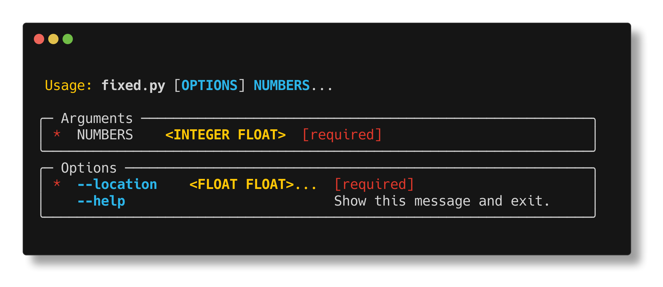 Fixed length sequence example help screen