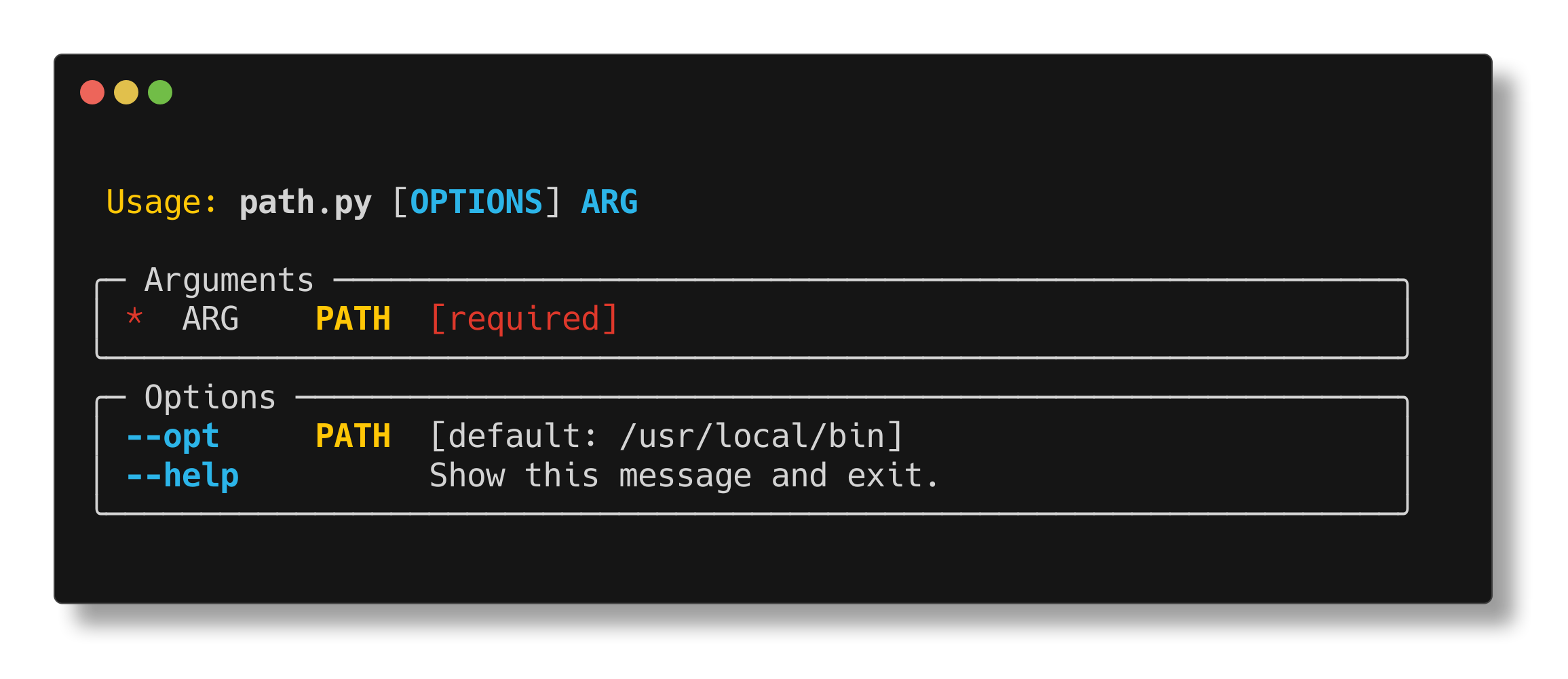 Path example help screen