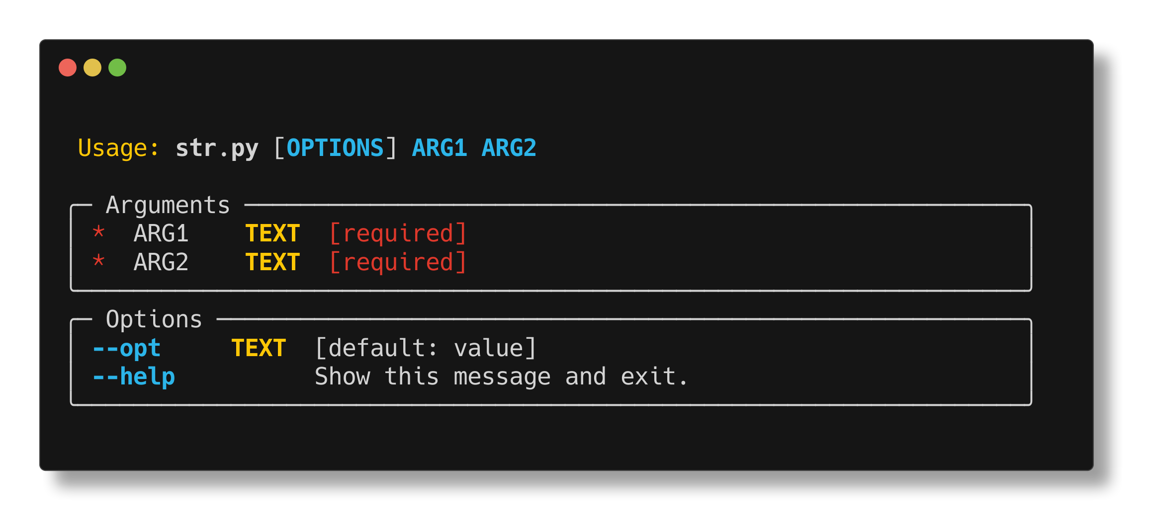 Free text example help screen